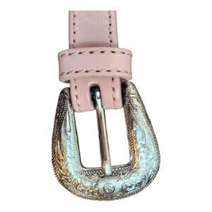 Silver creek girls pink leather belt with silver conchos sz 22 cowgirl western